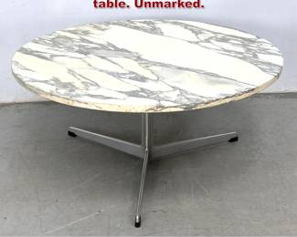 Lot 1343 Arne Jacobsen Marble top coffee table. Unmarked.