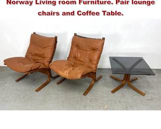 Lot 1248 3pcs Ingmar Relling for Westnofa, Norway Living room Furniture. Pair lounge chairs and Coffee Table.