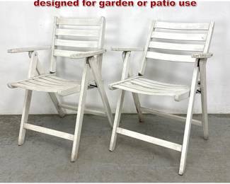 Lot 1535 Pair of wooden folding armchairs designed for garden or patio use