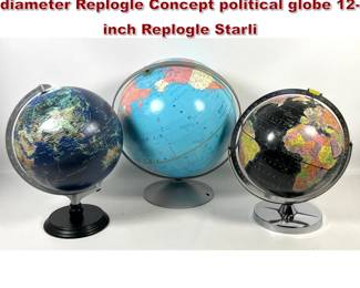 Lot 1349 3pcs World Globes. Vintage 16inch diameter Replogle Concept political globe 12inch Replogle Starli