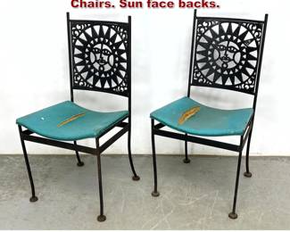 Lot 1524 Pair ShaverHoward Iron Side Chairs. Sun face backs. 