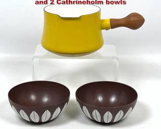 Lot 1490 3pcs. Dansk Kobenstyle sauce Pan and 2 Cathrineholm bowls