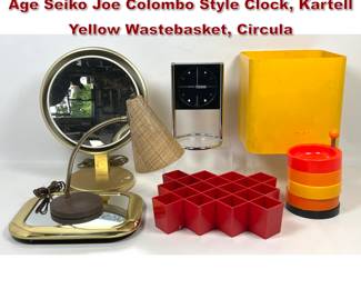 Lot 1497 Mid Century Modern Lot. Space Age Seiko Joe Colombo Style Clock, Kartell Yellow Wastebasket, Circula
