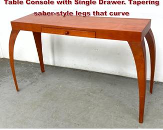 Lot 1251 Dialogica Post Modern Writing Table Console with Single Drawer. Tapering saberstyle legs that curve