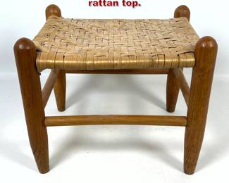Lot 1258 Small Vintage Rustic Stool. Woven rattan top. 