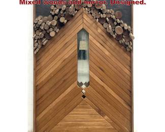 Lot 1283 Artisan Wood relief Wall Sculpture. Mixed woods and mirror. Unsigned. 