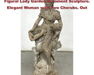 Lot 1541 HENRI STUDIO Cast Cement Figural Lady Garden Ornament Sculpture. Elegant Woman with Two Cherubs. Out