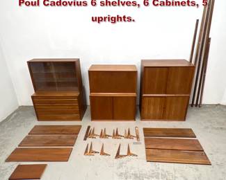 Lot 1327 Cado Danish Modern Shelving Unit. Poul Cadovius 6 shelves, 6 Cabinets, 5 uprights. 