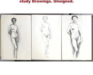 Lot 1465 3pcs NORMAN RUBINGTON Nude study Drawings. Unsigned. 