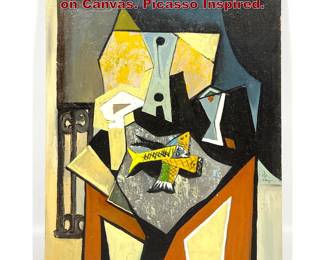 Lot 1277 Adamos Cubist Still Life Painting on Canvas. Picasso Inspired. 