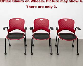 Lot 1387 Set 3 Herman Miller Mesh Seat Office Chairs on Wheels. Picture may show 4. There are only 3. 