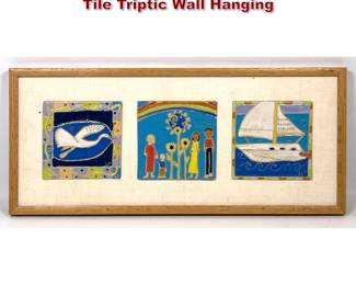 Lot 1273 Framed Studio Pottery Ceramic Tile Triptic Wall Hanging