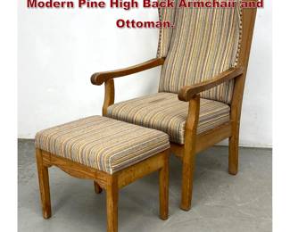 Lot 1287 Axel Einar Hjorth Style, Swedish Modern Pine High Back Armchair and Ottoman. 