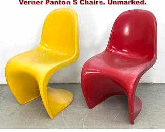 Lot 1412 Pair Early Production Fiberglass Verner Panton S Chairs. Unmarked. 