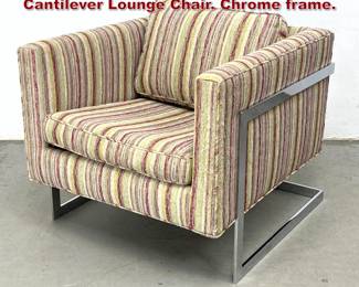 Lot 1333 Milo Baughman Style Cube Cantilever Lounge Chair. Chrome frame. 