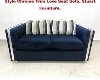 Lot 1407 Mid Century Modern Baughman Style Chrome Trim Love Seat Sofa. Stuart Furniture. 
