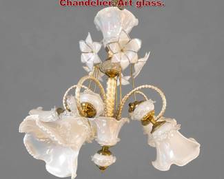 Lot 1296 Fancy Murano Glass Floral Form Chandelier. Art glass. 