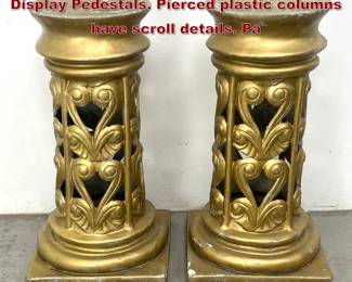 Lot 1552 Pr Decorative Pierced Column form Display Pedestals. Pierced plastic columns have scroll details. Pa