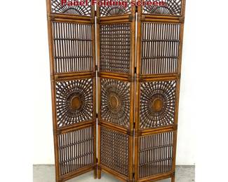 Lot 1324 Contemporary Rattan Bamboo 3 Panel Folding screen. 