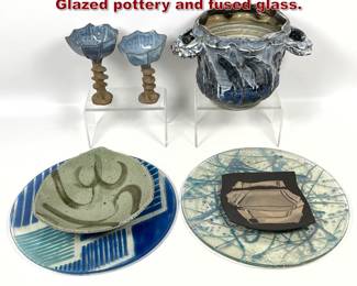 Lot 1513 Lot Studio Pottery and Glass. Glazed pottery and fused glass. 