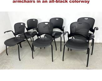 Lot 1389 Set 6 Herman Miller Caper stacking armchairs in an allblack colorway