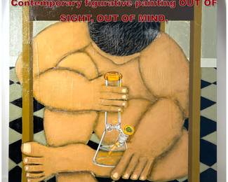 Lot 1449 Large Gabe Langholtz 2019 Contemporary figurative painting OUT OF SIGHT, OUT OF MIND,