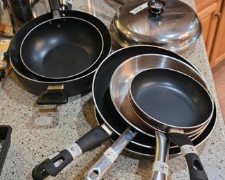 Lots of nice skillets, and cooking pots