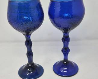 Handmade Blue Glasses Artist Signed