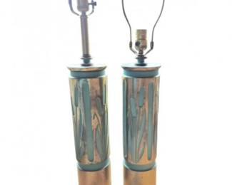 MCM Ceramic/Brass Lamp Pair