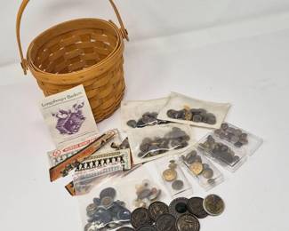 Antique Buttons & Longaberger Basket