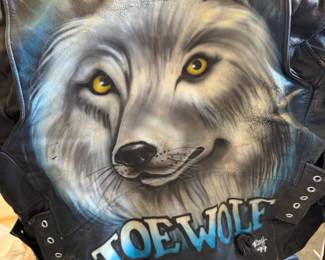 Vintage Hand-Painted Leather Jacket – “JOEWOLF”