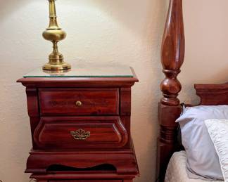Vintage MCM Four poster bed with matching nightstands