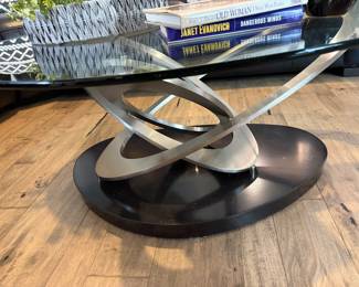 Contemporary Stainless base and glass top coffee table