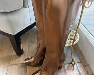 Giani Bini Mirror Metallic Gold Stiletto Boots Size 7