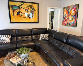 Modern Power Reclining Sectional Sofa with recliners at each end, Art by Alfred Gockel Sports Car Supreme