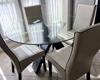 Modern Glass top dinette table with four chairs