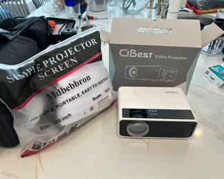CiBest Video Projector and Projection Screen