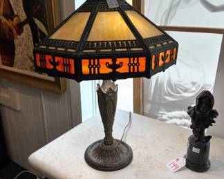 Salem brass slag lamp