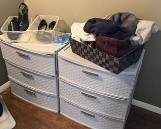 Shoes, hats, storage bins
