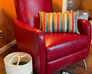 Beautiful red leather reclining accent chair