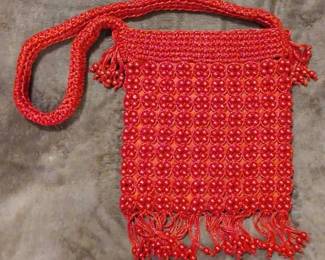 Purses  Handmade Macrame Red Purse