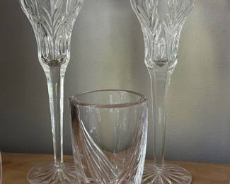 Waterford Marquis candle holders and vase ~