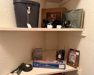 Binoculars, viewmasters, radios, art