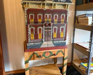 Beautiful folk art style wood hand painted doll house