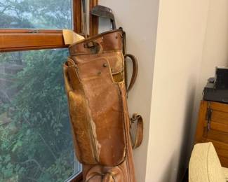 Vintage leather golf bag purchased at auction in Muenster, TX many moons ago.