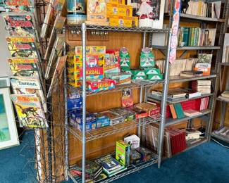 Looking at collector cards, Pokeman are on the bottom shelf