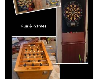 Games / Harvard Foose Ball Table / Dart Board / Kewpie Doll