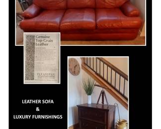 Leather Sofa / Solid wood dresser - file cabinet / Blue Valley Milk Can / Galileoscope
