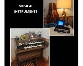 Musical Instruments / Yamaha Flute / Troubadour 181 Electric Organ / Violin / MCM Lamp