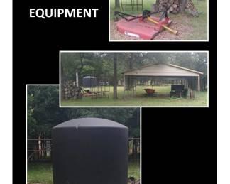 Farm Equipment / Brush Attachment / Forklift Attachment / Circular Hay Bale Feeder / Firewood / Carport / 2000 Gallon Water Tank